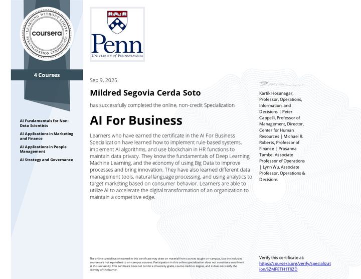 Certificado: Inteligencia Artificial para Negocios
