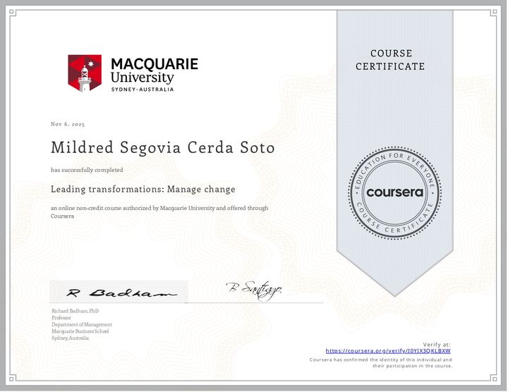 Certificado: Gestión del Cambio